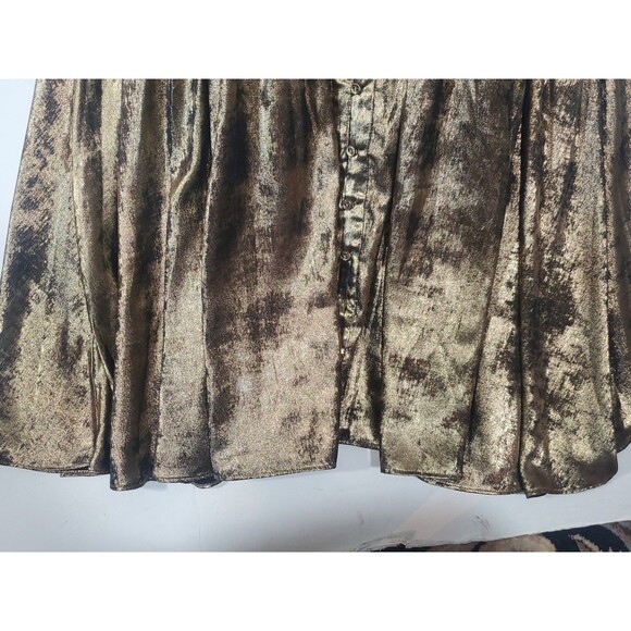 la Joie 18W Button Front Closure Gold Tiered Free Flowing Midi or Maxi Dress - Picture 8 of 15